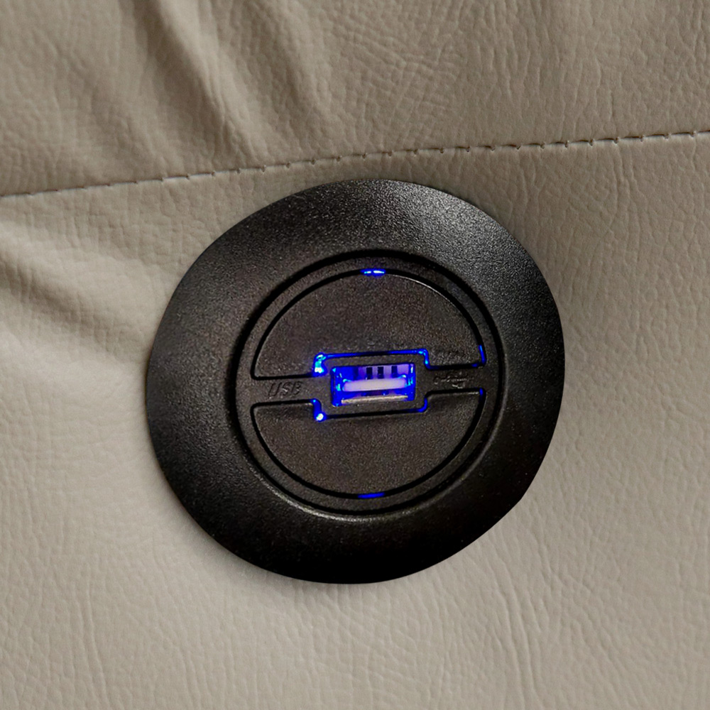 Poltrona do Papai Reclinável Elétrica com Massagem e USB Magnum PU Sintético Bege G23 - Gran Belo