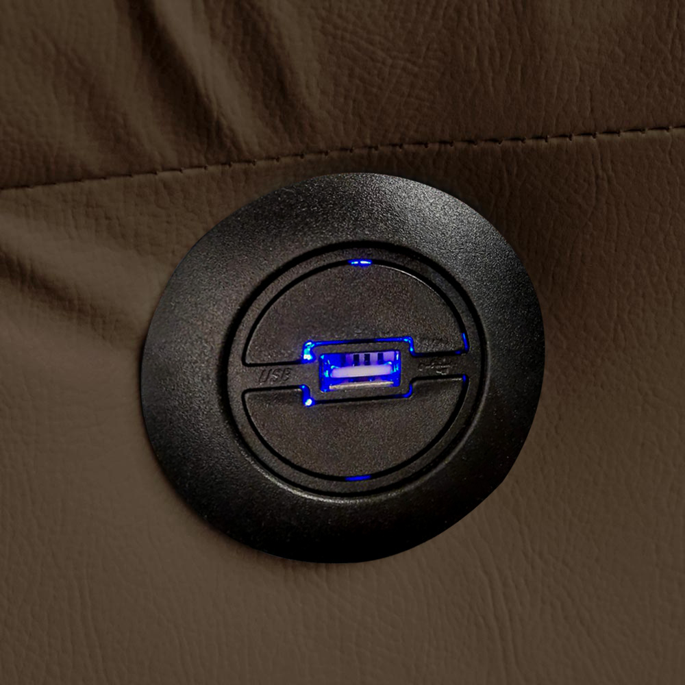 Poltrona do Papai Reclinável Elétrica com Massagem e USB Magnum PU Sintético Marrom Fosco G23 - Gran Belo