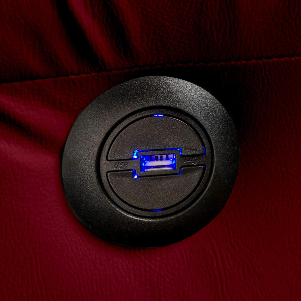 Poltrona do Papai Reclinável Elétrica com Massagem e USB Magnum PU Sintético Vermelho G23 - Gran Belo