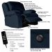 Poltrona do Papai Reclinável Elétrica com Massagem e USB Magnum Veludo Azul Clássico G23 - Gran Belo