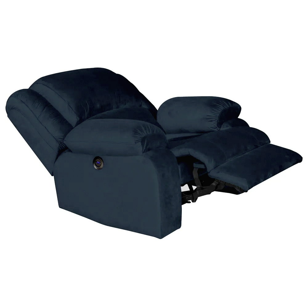 Poltrona do Papai Reclinável Elétrica com Massagem e USB Magnum Veludo Azul Clássico G23 - Gran Belo