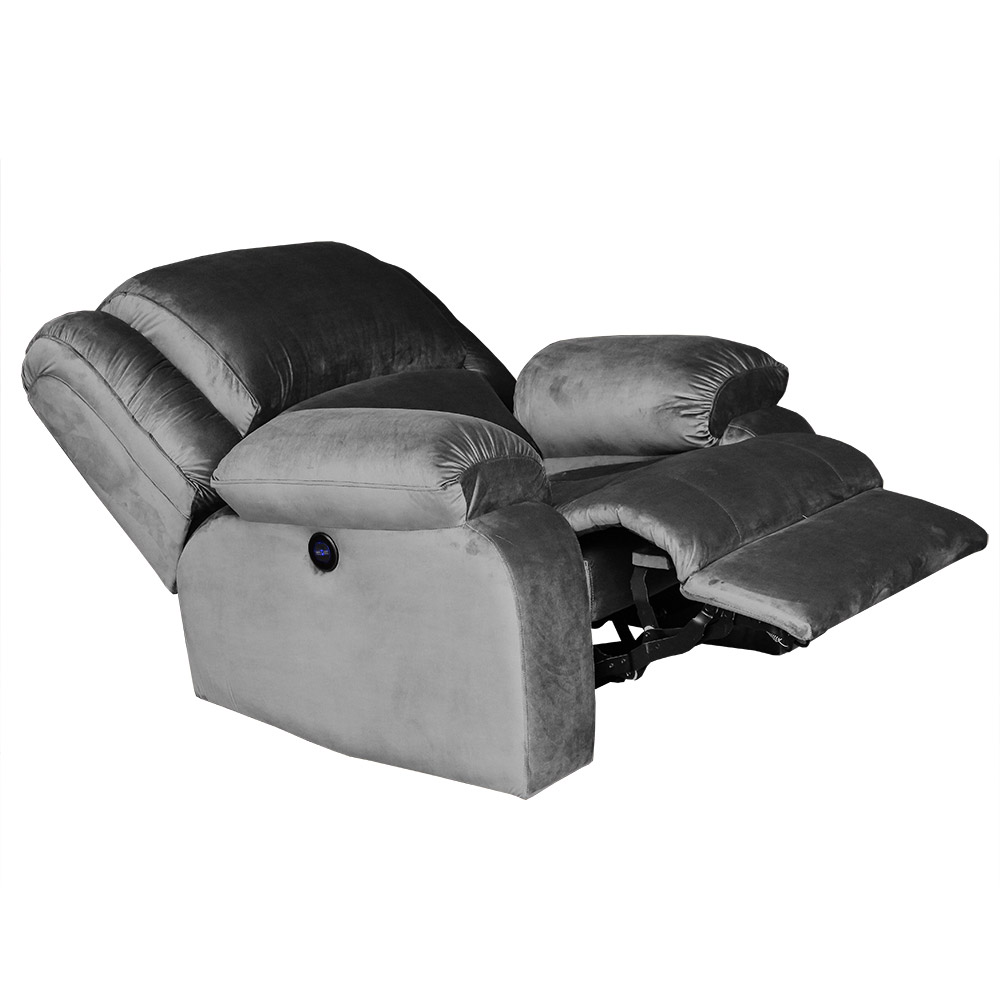 Poltrona do Papai Reclinável Elétrica com Massagem e USB Magnum Veludo Cinza - Gran Belo