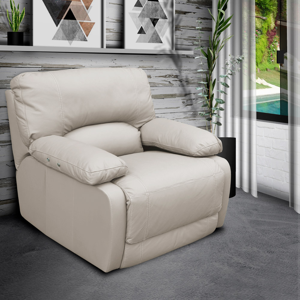 Poltrona do Papai Reclinável Elétrico Asmará Power Touch Couro Off White G43 - Gran Belo