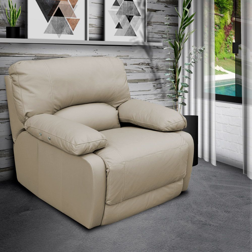 Poltrona do Papai Reclinável Elétrico Asmará Power Touch Small Couro Avelã G43 - Gran Belo