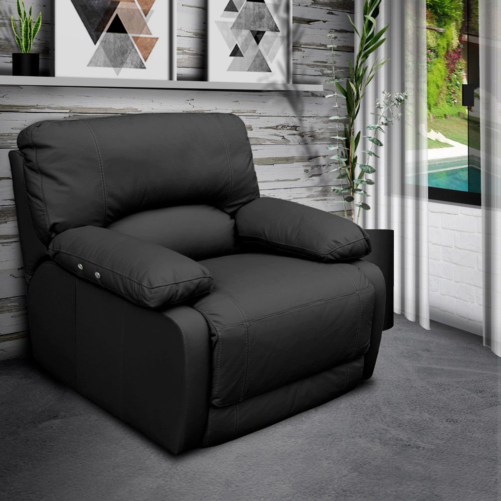 Poltrona do Papai Reclinável Elétrico Asmará Power Touch Small Couro Preto G43 - Gran Belo