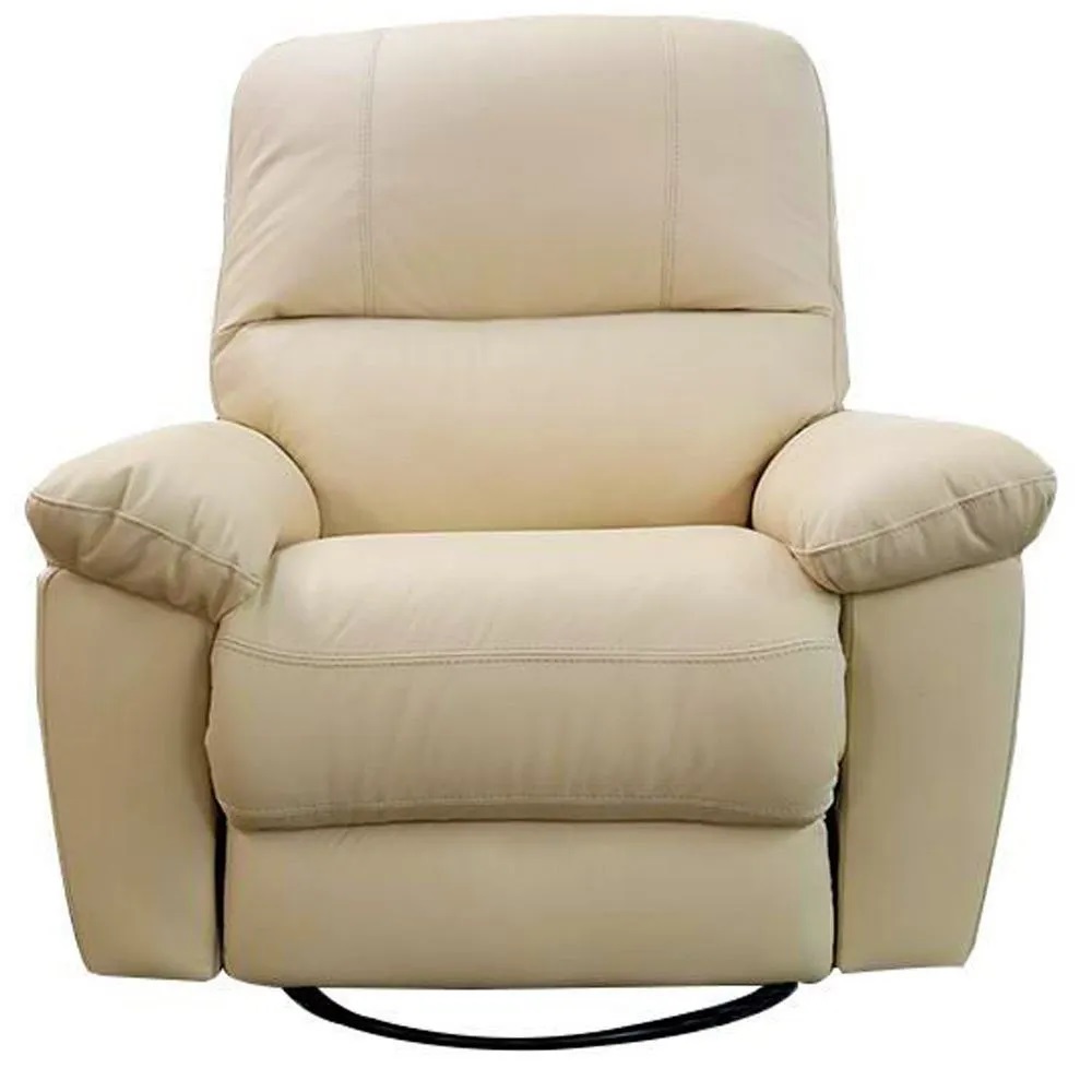 Poltrona do Papai Reclinável Giratória Armênia Glider Mecânico Couro Bege G40 - Gran Belo