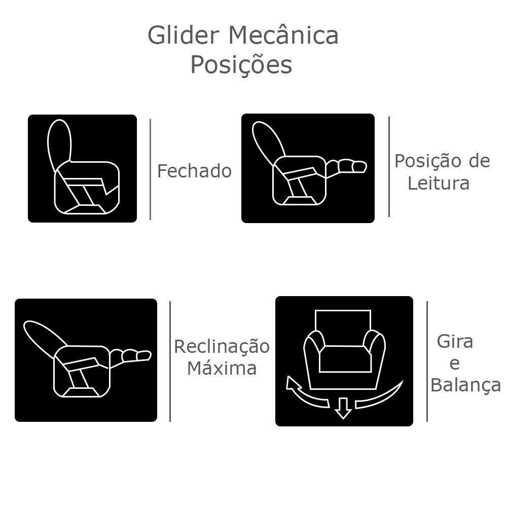 Poltrona do Papai Reclinável Giratória Armênia Glider Mecânico Couro Capucino G40 - Gran Belo