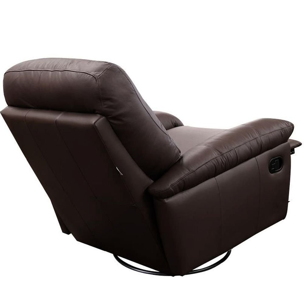 Poltrona do Papai Reclinável Giratória Armênia Glider Mecânico Couro Capucino G40 - Gran Belo