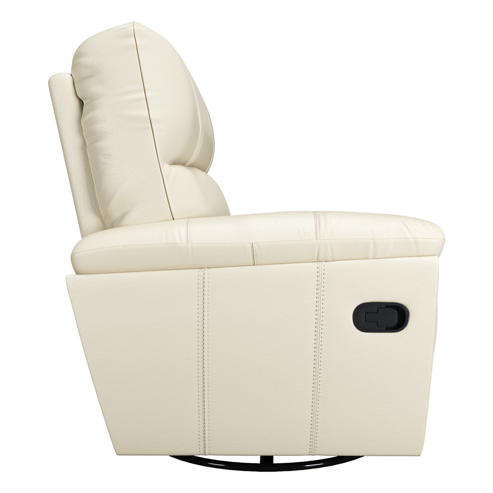 Poltrona do Papai Reclinável Giratória Armênia Glider Mecânico Couro Off White G40 - Gran Belo