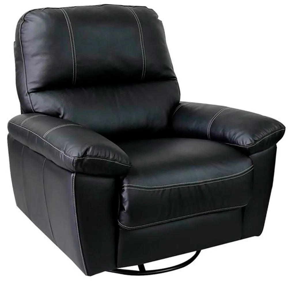 Poltrona do Papai Reclinável Giratória Armênia Glider Mecânico Couro Preto G40 - Gran Belo