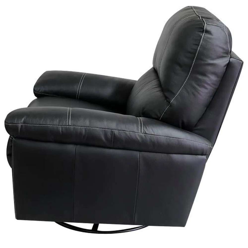 Poltrona do Papai Reclinável Giratória Armênia Glider Mecânico Couro Preto G40 - Gran Belo
