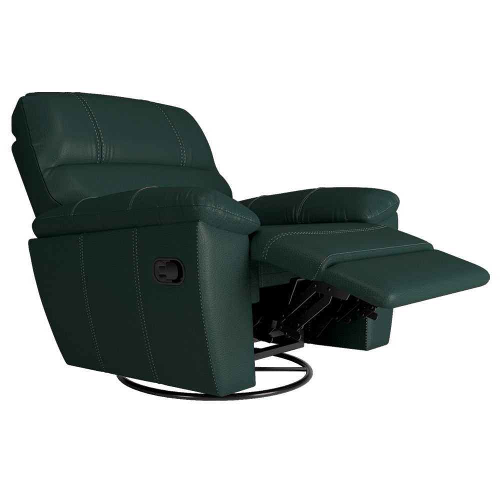 Poltrona do Papai Reclinável Giratória Armênia Glider Mecânico Couro Verde G40 - Gran Belo