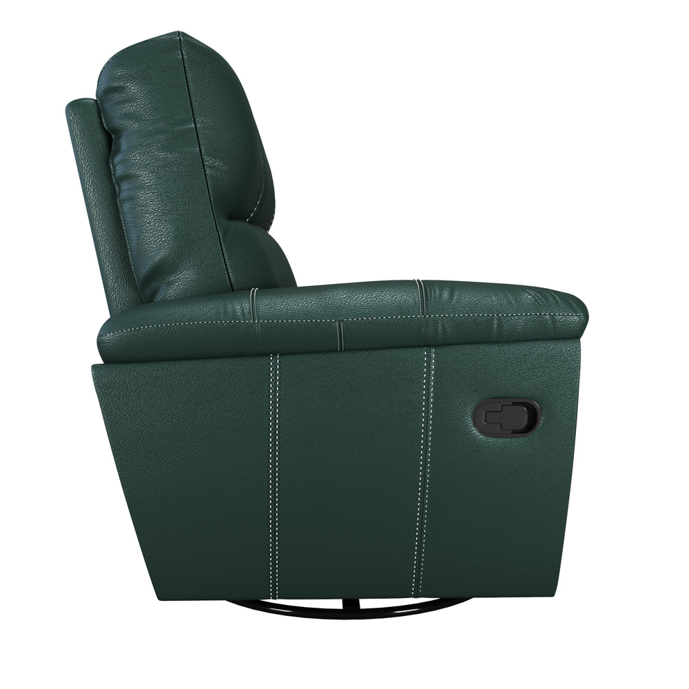 Poltrona do Papai Reclinável Giratória Armênia Glider Mecânico Couro Verde G40 - Gran Belo