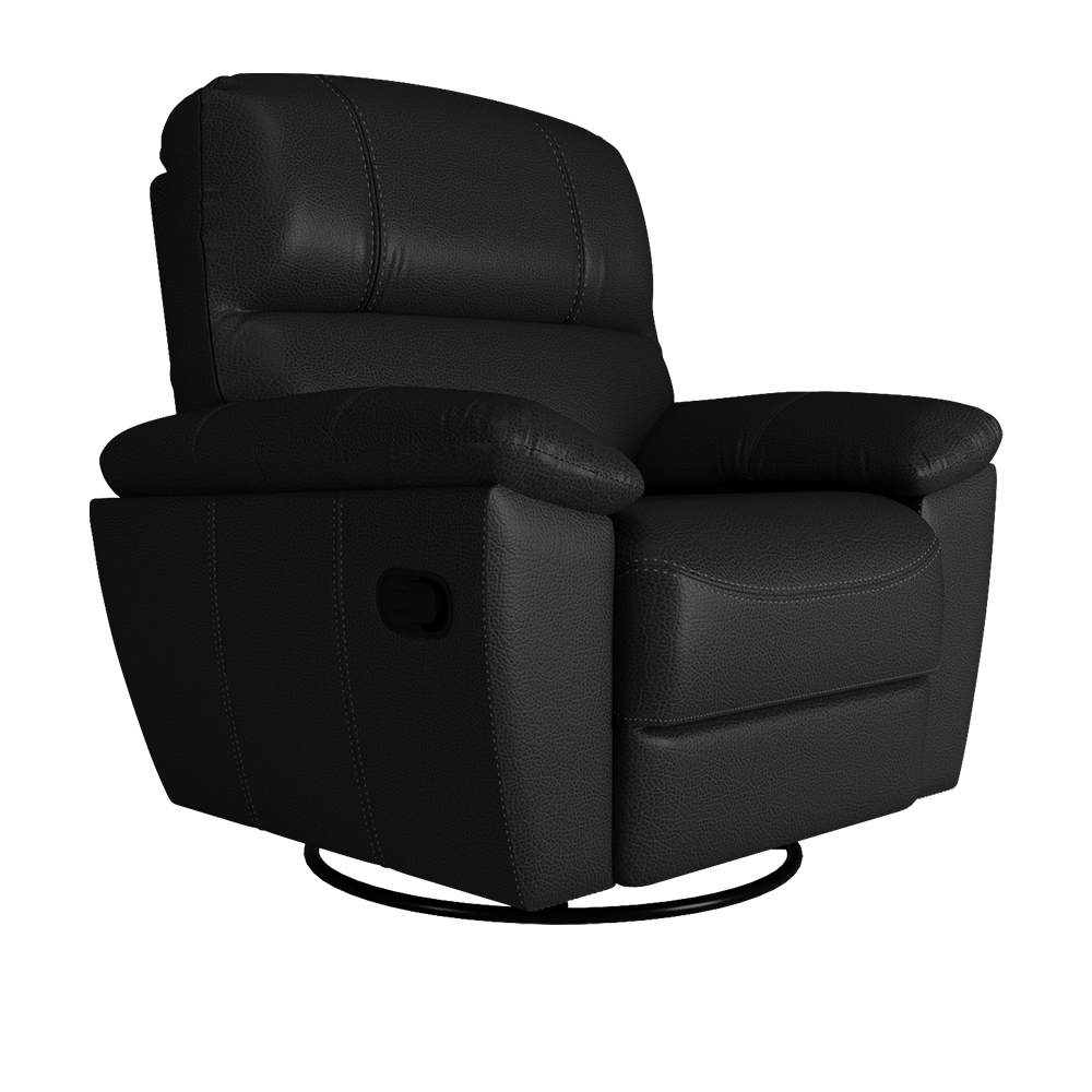 Poltrona do Papai Reclinável Giratória Glider Mecânico Armênia Couro Preto G40 - Gran Belo