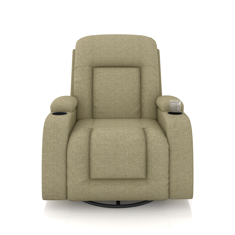 Poltrona do Papai Reclinável Giratória e Balanço Sala de Cinema Crihs Manual Glider Linho Bege G23 - Gran Belo