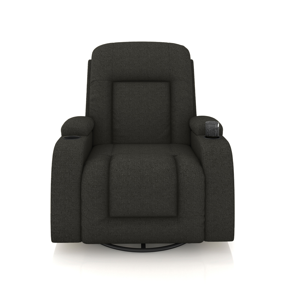 Poltrona do Papai Reclinável Giratória e Balanço Sala de Cinema Crihs Manual Glider Linho Chumbo G23 - Gran Belo