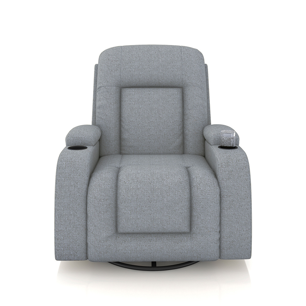 Poltrona do Papai Reclinável Giratória e Balanço Sala de Cinema Crihs Manual Glider Linho Cinza G23 - Gran Belo