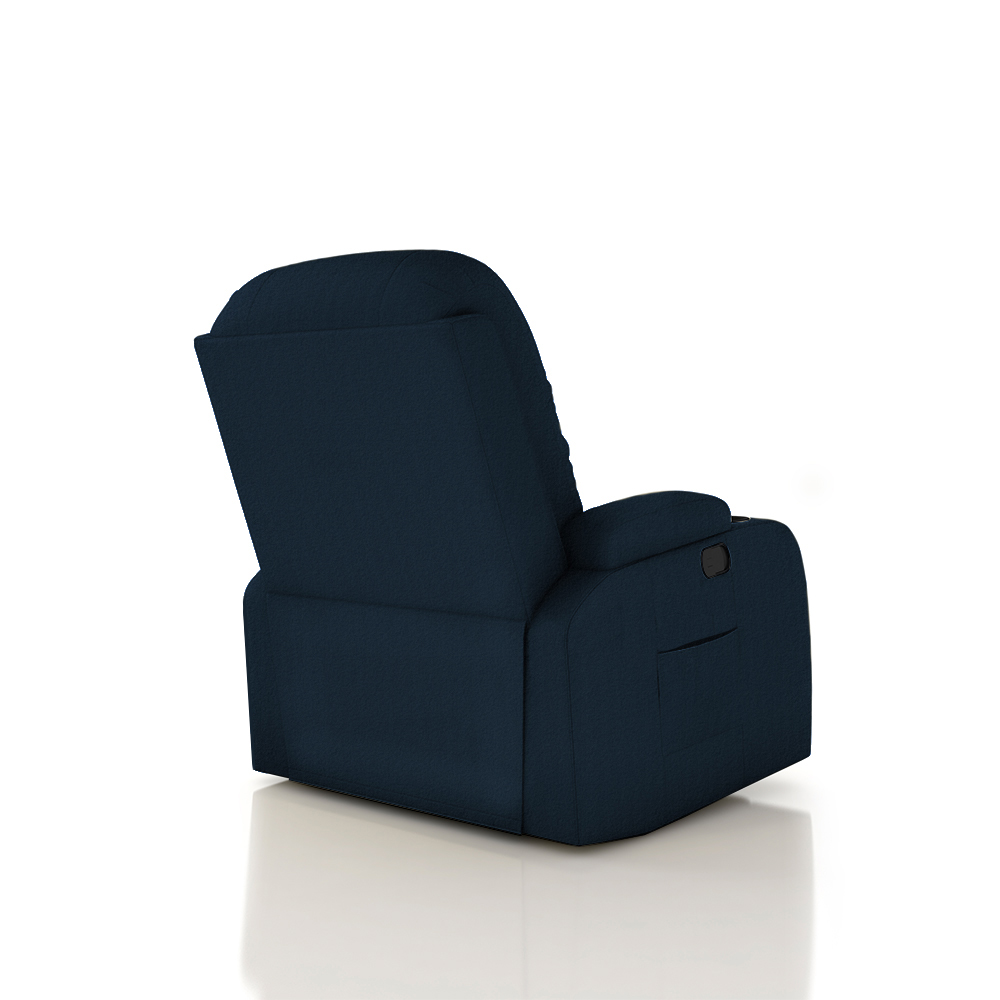 Poltrona do Papai Reclinável Giratória e Balanço Sala de Cinema Crihs Manual Glider PU Azul G23 - Gran Belo
