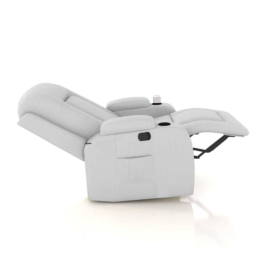 Poltrona do Papai Reclinável Giratória e Balanço Sala de Cinema Crihs Manual Glider PU Branco G23 - Gran Belo