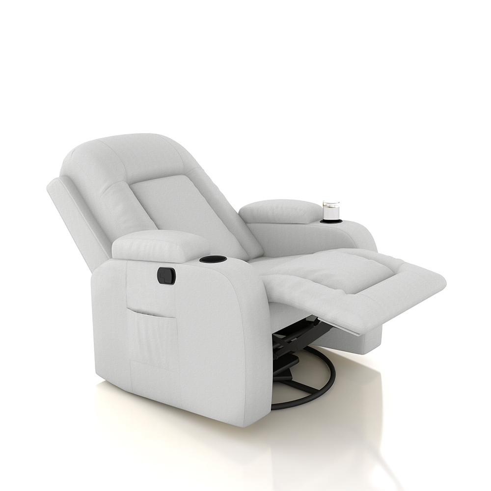 Poltrona do Papai Reclinável Giratória e Balanço Sala de Cinema Crihs Manual Glider PU Branco G23 - Gran Belo