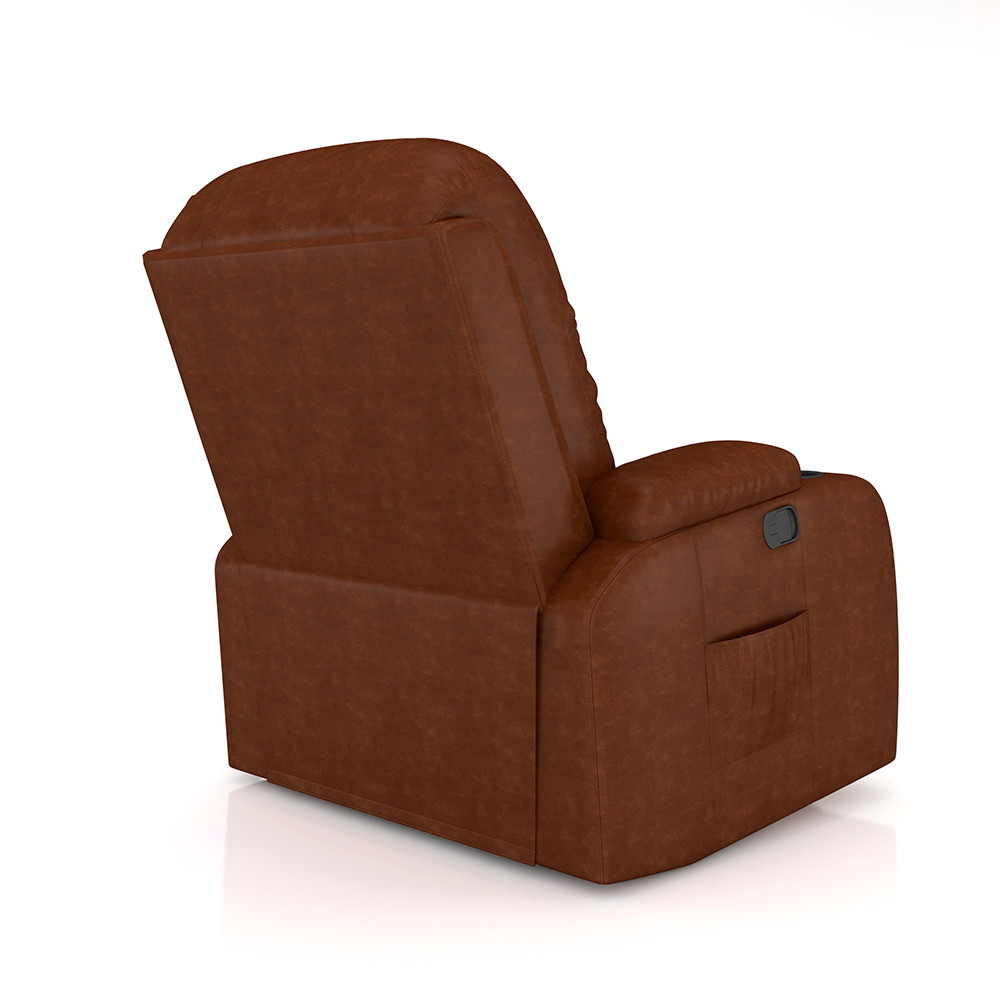 Poltrona do Papai Reclinável Giratória e Balanço Sala de Cinema Crihs Manual Glider PU Caramelo Brilho G23 - Gran Belo
