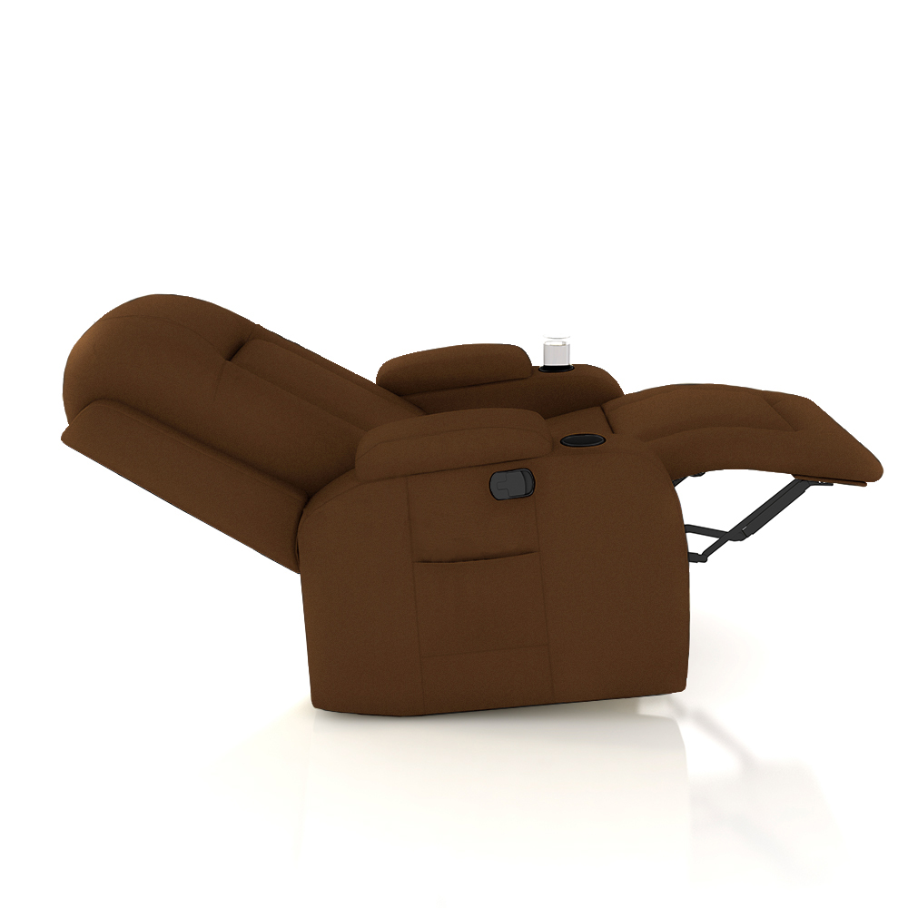 Poltrona do Papai Reclinável Giratória e Balanço Sala de Cinema Crihs Manual Glider PU Caramelo G23 - Gran Belo