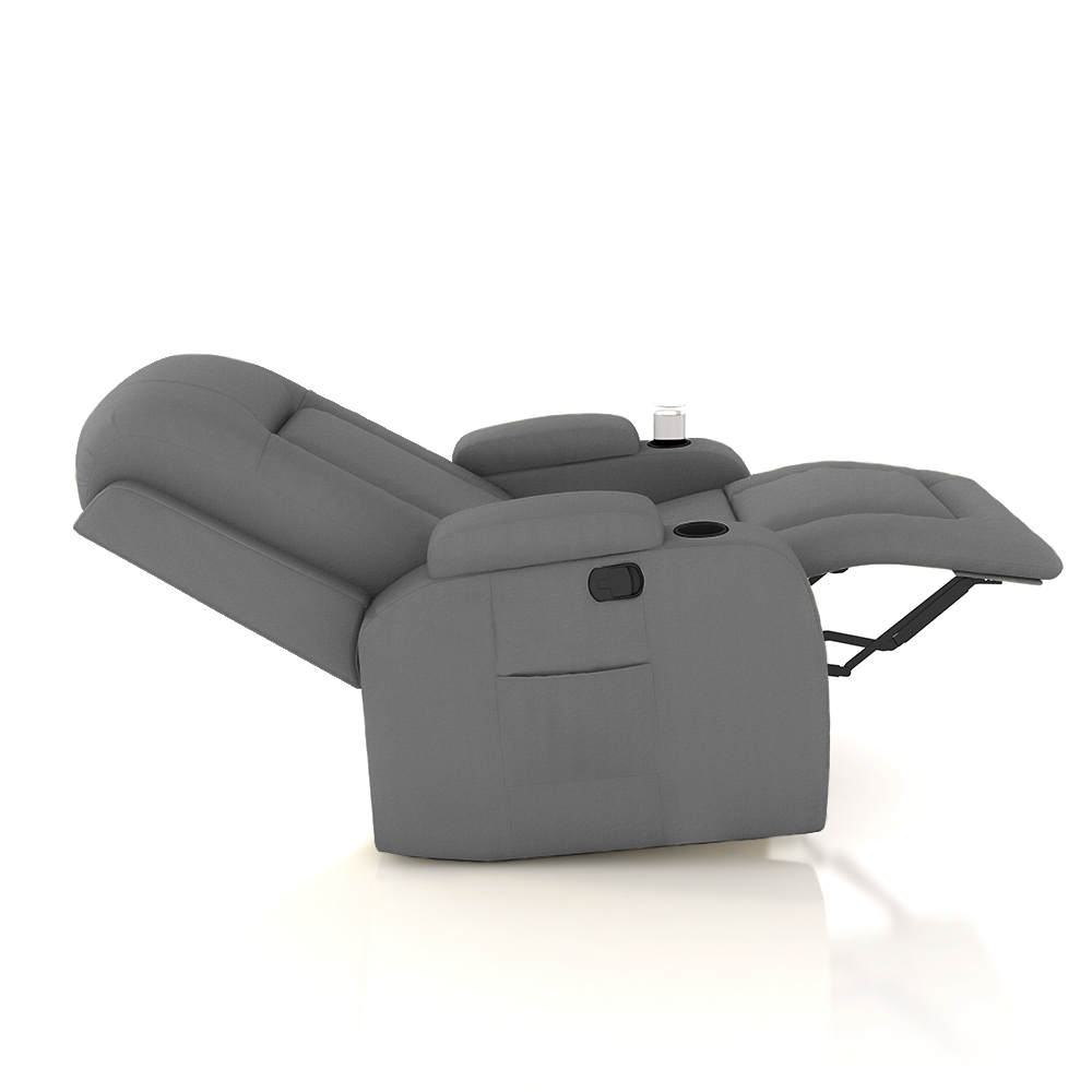 Poltrona do Papai Reclinável Giratória e Balanço Sala de Cinema Crihs Manual Glider PU Cinza G23 - Gran Belo