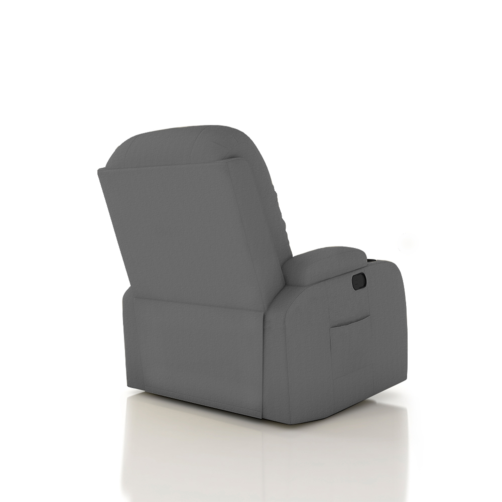 Poltrona do Papai Reclinável Giratória e Balanço Sala de Cinema Crihs Manual Glider PU Cinza G23 - Gran Belo