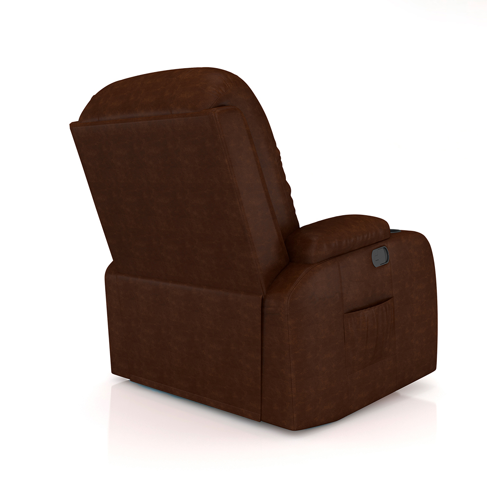 Poltrona do Papai Reclinável Giratória e Balanço Sala de Cinema Crihs Manual Glider PU Marrom Brilho G23 - Gran Belo