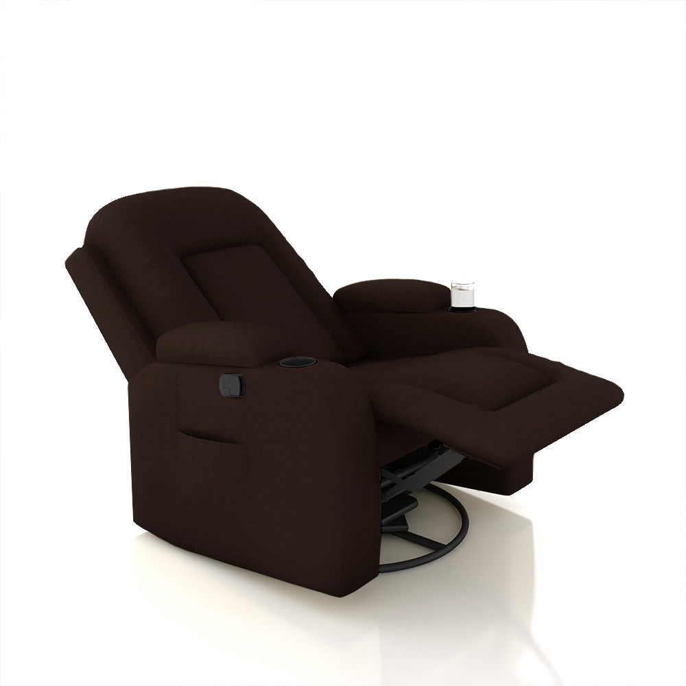 Poltrona do Papai Reclinável Giratória e Balanço Sala de Cinema Crihs Manual Glider PU Marrom G23 - Gran Belo