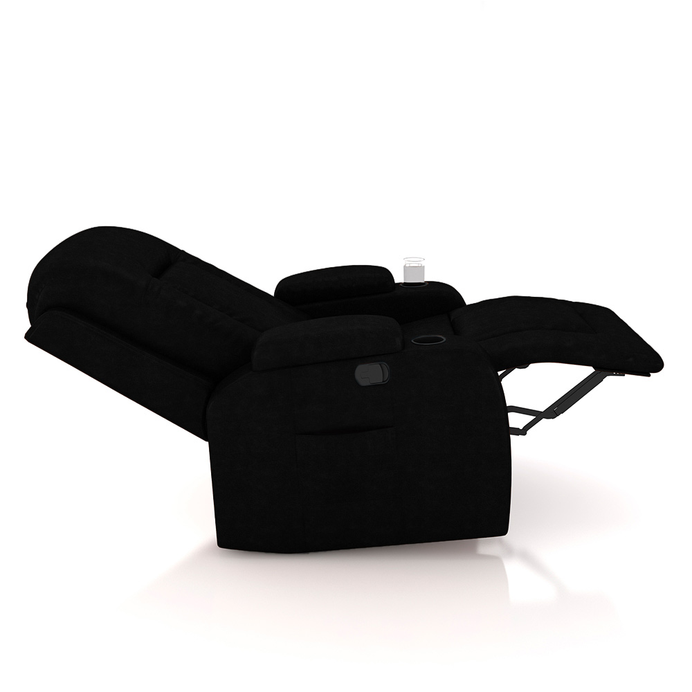 Poltrona do Papai Reclinável Giratória e Balanço Sala de Cinema Crihs Manual Glider PU Preto Brilho G23 - Gran Belo