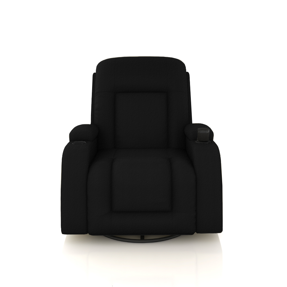 Poltrona do Papai Reclinável Giratória e Balanço Sala de Cinema Crihs Manual Glider PU Preto G23 - Gran Belo