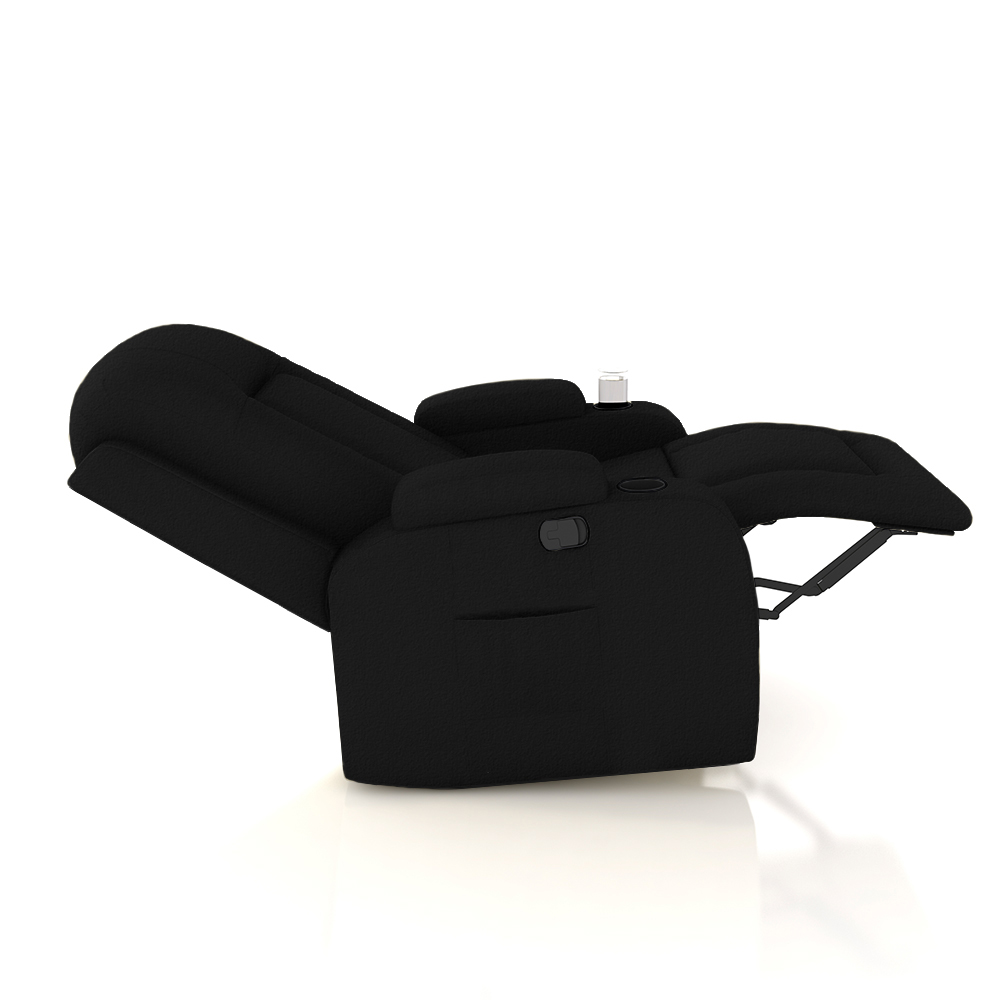 Poltrona do Papai Reclinável Giratória e Balanço Sala de Cinema Crihs Manual Glider PU Preto G23 - Gran Belo