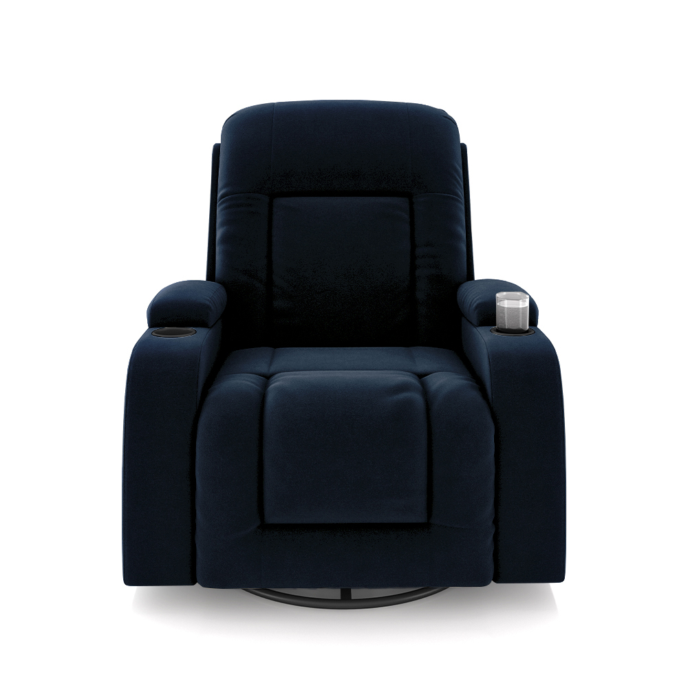 Poltrona do Papai Reclinável Giratória e Balanço Sala de Cinema Crihs Manual Glider Veludo Azul G23 - Gran Belo