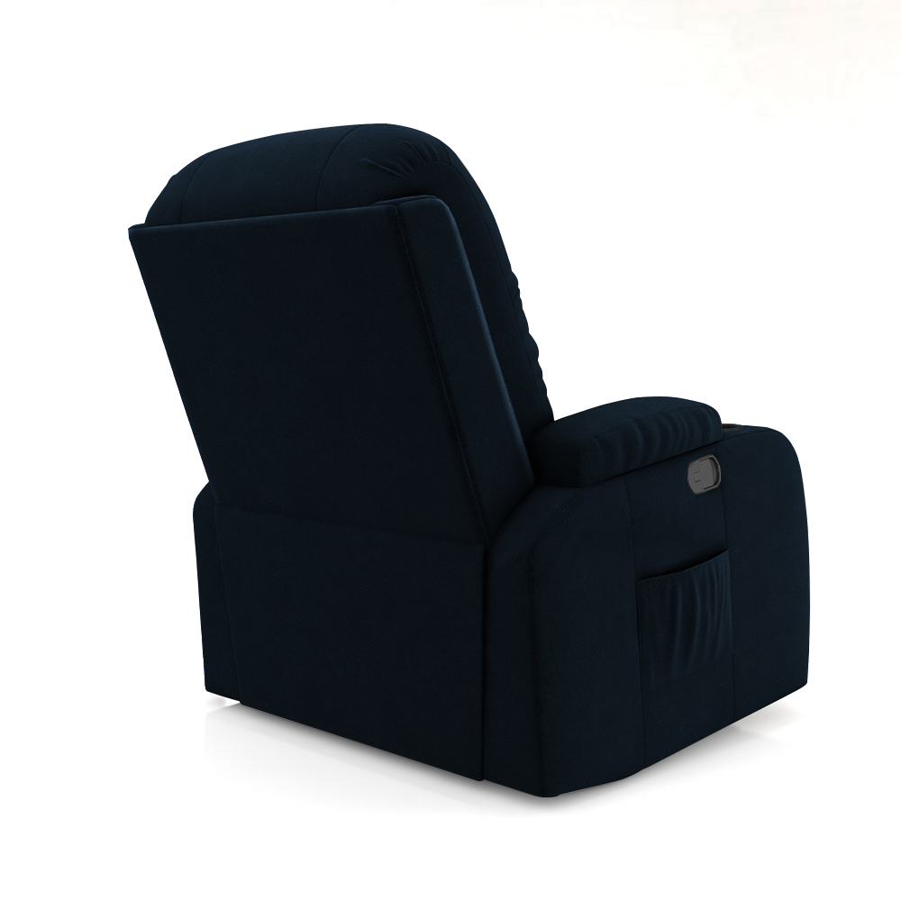 Poltrona do Papai Reclinável Giratória e Balanço Sala de Cinema Crihs Manual Glider Veludo Azul G23 - Gran Belo