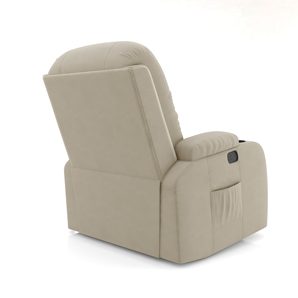 Poltrona do Papai Reclinável Giratória e Balanço Sala de Cinema Crihs Manual Glider Veludo Bege G23 - Gran Belo