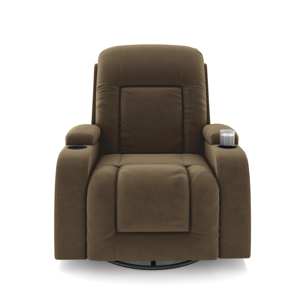 Poltrona do Papai Reclinável Giratória e Balanço Sala de Cinema Crihs Manual Glider Veludo Castor G23 - Gran Belo