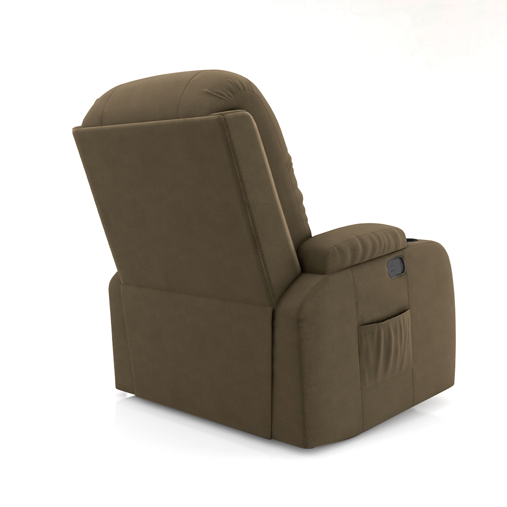 Poltrona do Papai Reclinável Giratória e Balanço Sala de Cinema Crihs Manual Glider Veludo Castor G23 - Gran Belo