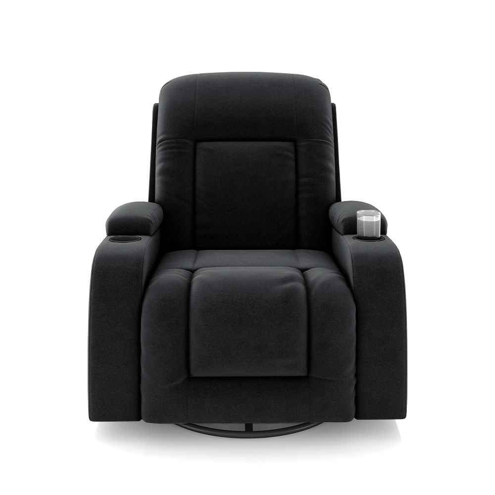 Poltrona do Papai Reclinável Giratória e Balanço Sala de Cinema Crihs Manual Glider Veludo Cinza G23 - Gran Belo