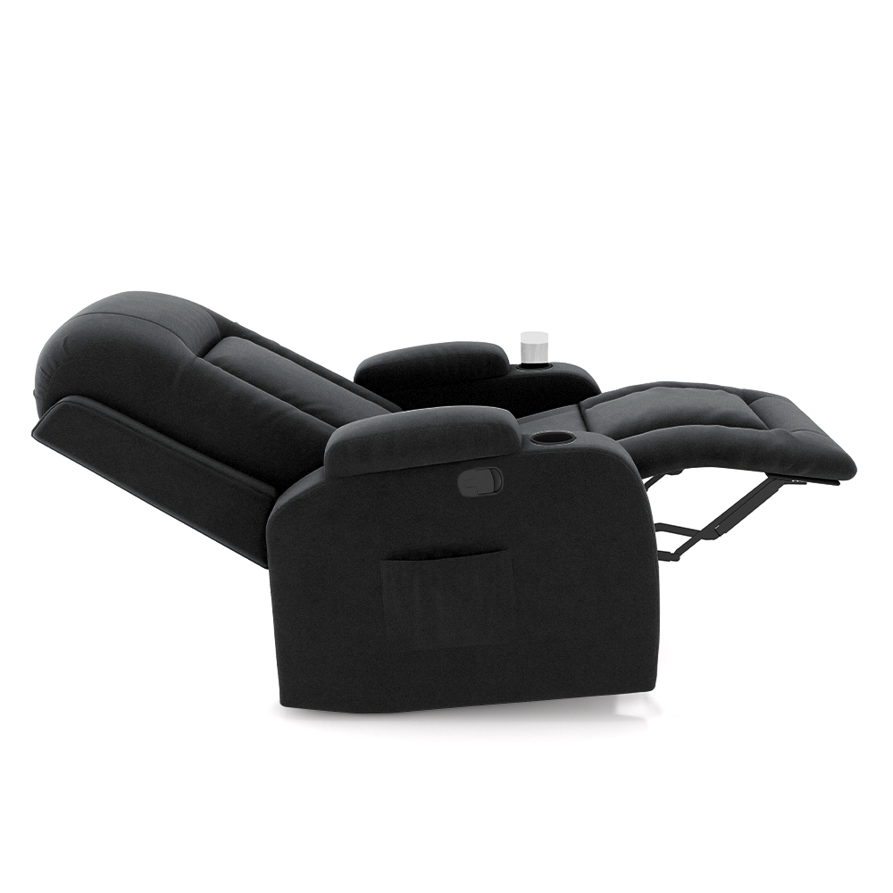 Poltrona do Papai Reclinável Giratória e Balanço Sala de Cinema Crihs Manual Glider Veludo Cinza G23 - Gran Belo