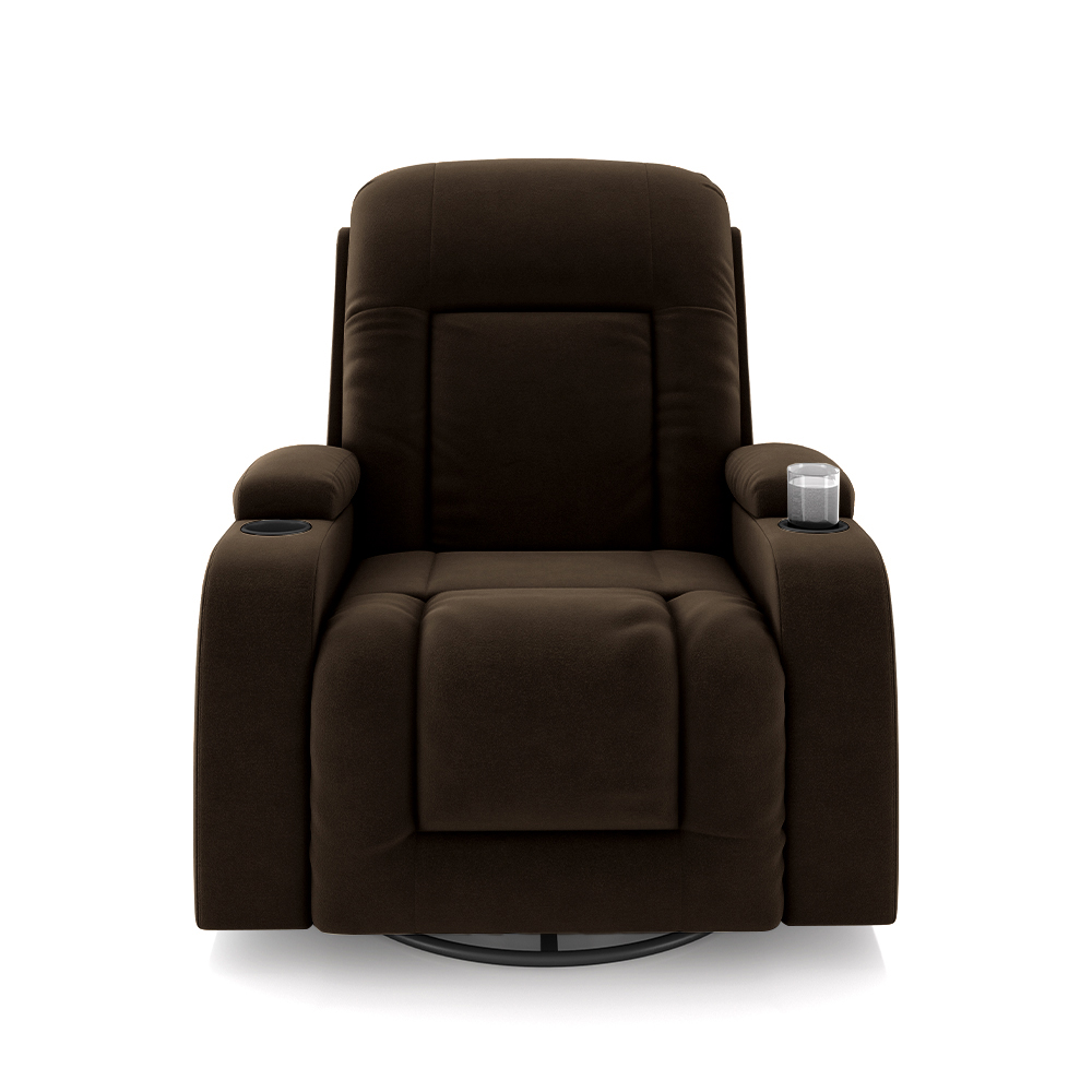 Poltrona do Papai Reclinável Giratória e Balanço Sala de Cinema Crihs Manual Glider Veludo Marrom G23 - Gran Belo