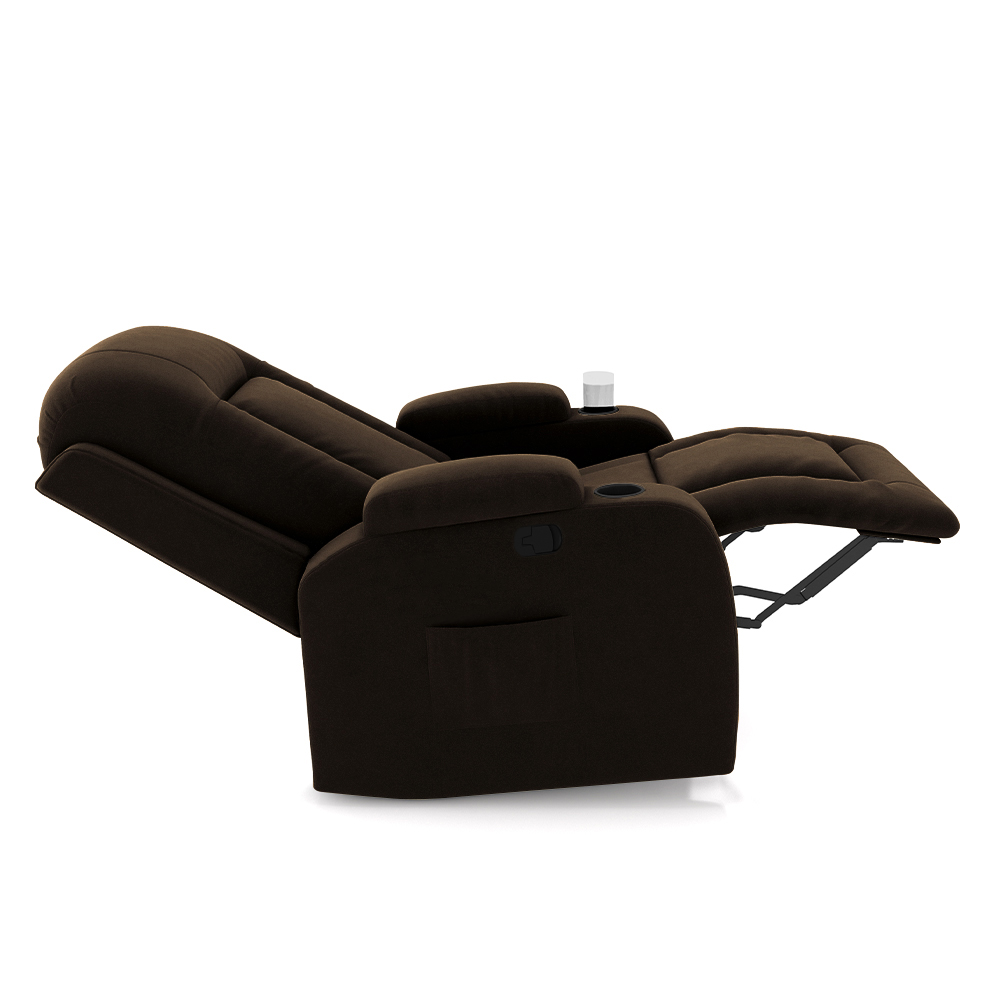 Poltrona do Papai Reclinável Giratória e Balanço Sala de Cinema Crihs Manual Glider Veludo Marrom G23 - Gran Belo