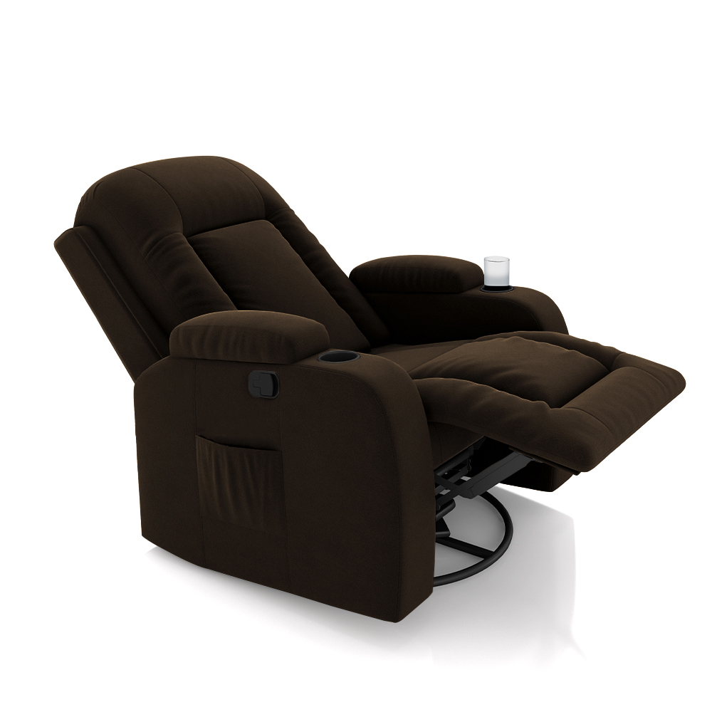 Poltrona do Papai Reclinável Giratória e Balanço Sala de Cinema Crihs Manual Glider Veludo Marrom G23 - Gran Belo