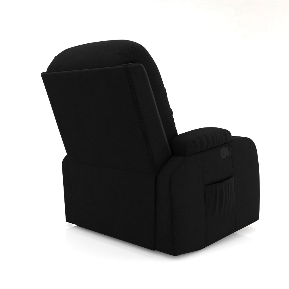 Poltrona do Papai Reclinável Giratória e Balanço Sala de Cinema Crihs Manual Glider Veludo Preto G23 - Gran Belo