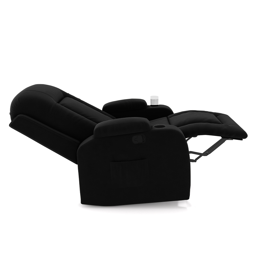 Poltrona do Papai Reclinável Giratória e Balanço Sala de Cinema Crihs Manual Glider Veludo Preto G23 - Gran Belo