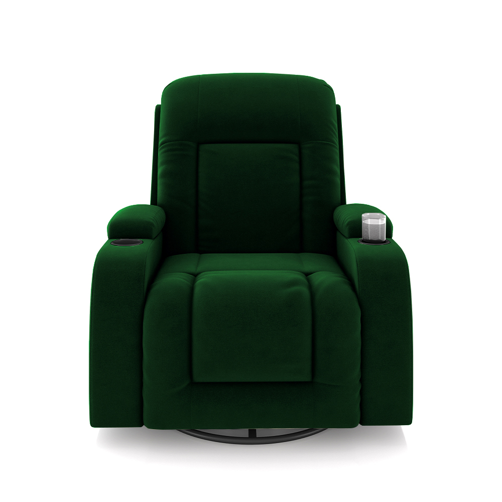 Poltrona do Papai Reclinável Giratória e Balanço Sala de Cinema Crihs Manual Glider Veludo Verde Esmeralda G23 - Gran Belo