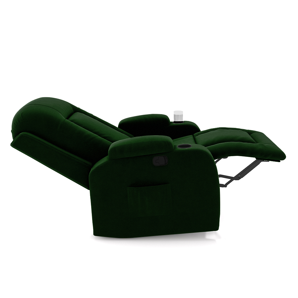 Poltrona do Papai Reclinável Giratória e Balanço Sala de Cinema Crihs Manual Glider Veludo Verde Esmeralda G23 - Gran Belo