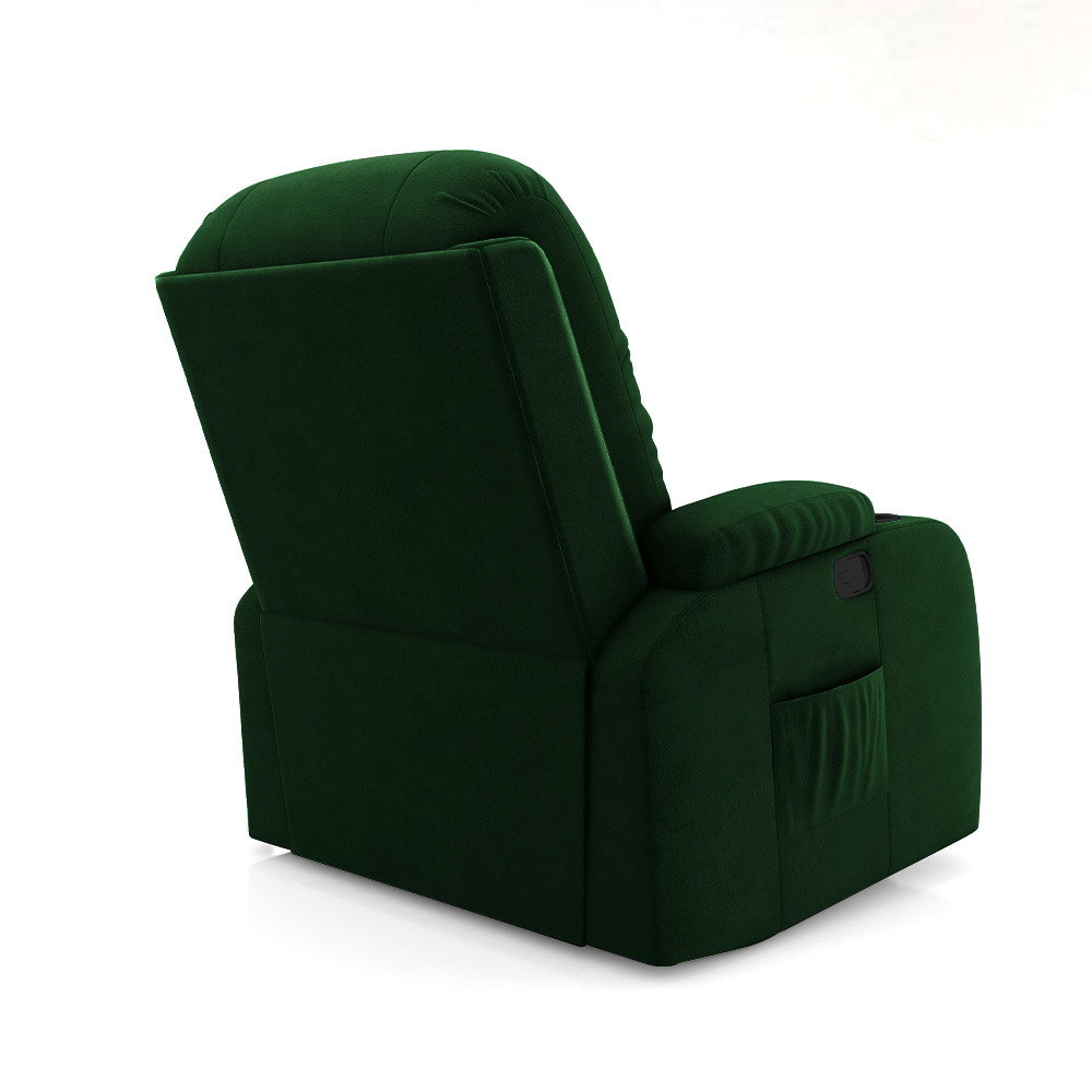 Poltrona do Papai Reclinável Giratória e Balanço Sala de Cinema Crihs Manual Glider Veludo Verde Esmeralda G23 - Gran Belo