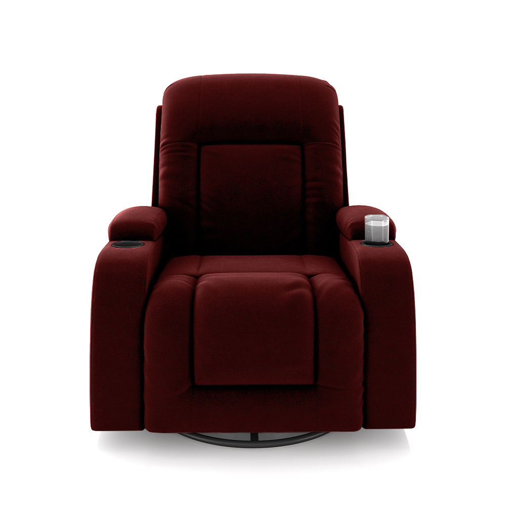 Poltrona do Papai Reclinável Giratória e Balanço Sala de Cinema Crihs Manual Glider Veludo Vinho G23 - Gran Belo