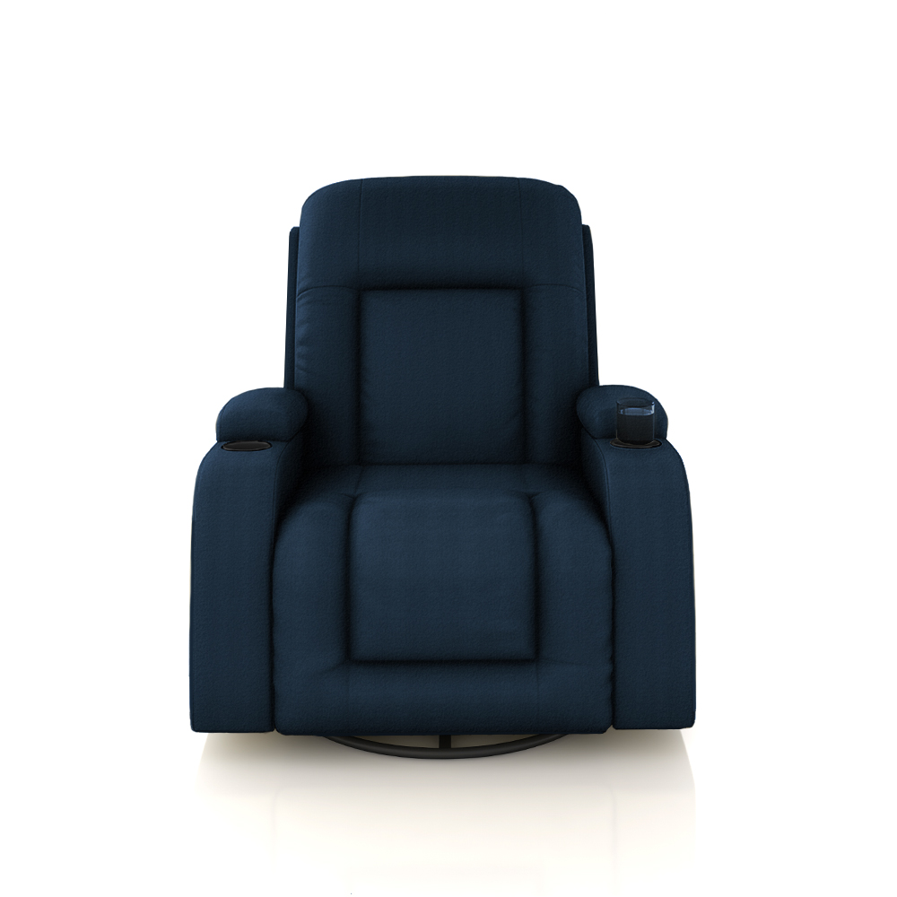 Poltrona do Papai Reclinável Giratória e Balanço Sala de Cinema Crihs com Massagem e Aquecimento PU Azul G23 - Gran Belo